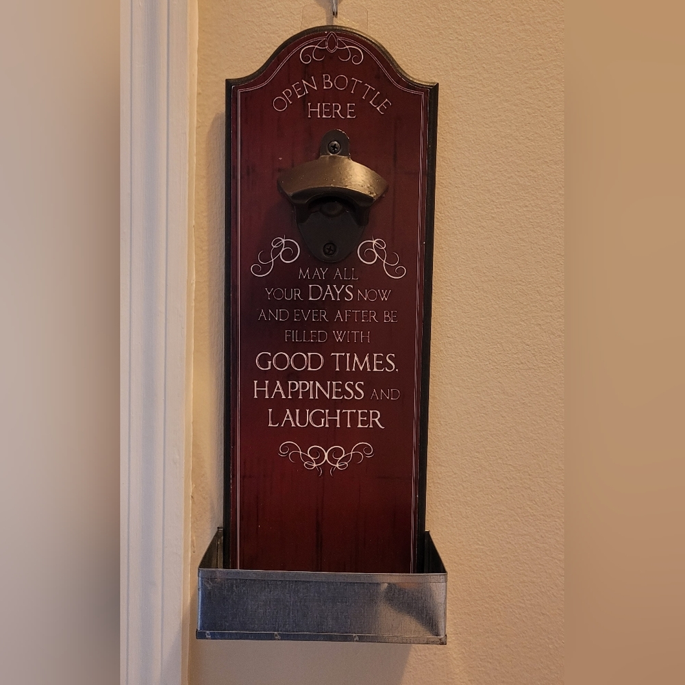 Old Western Cowboy Retro Bar Bottle Opener Cap Catcher Wall Decor Housewarming